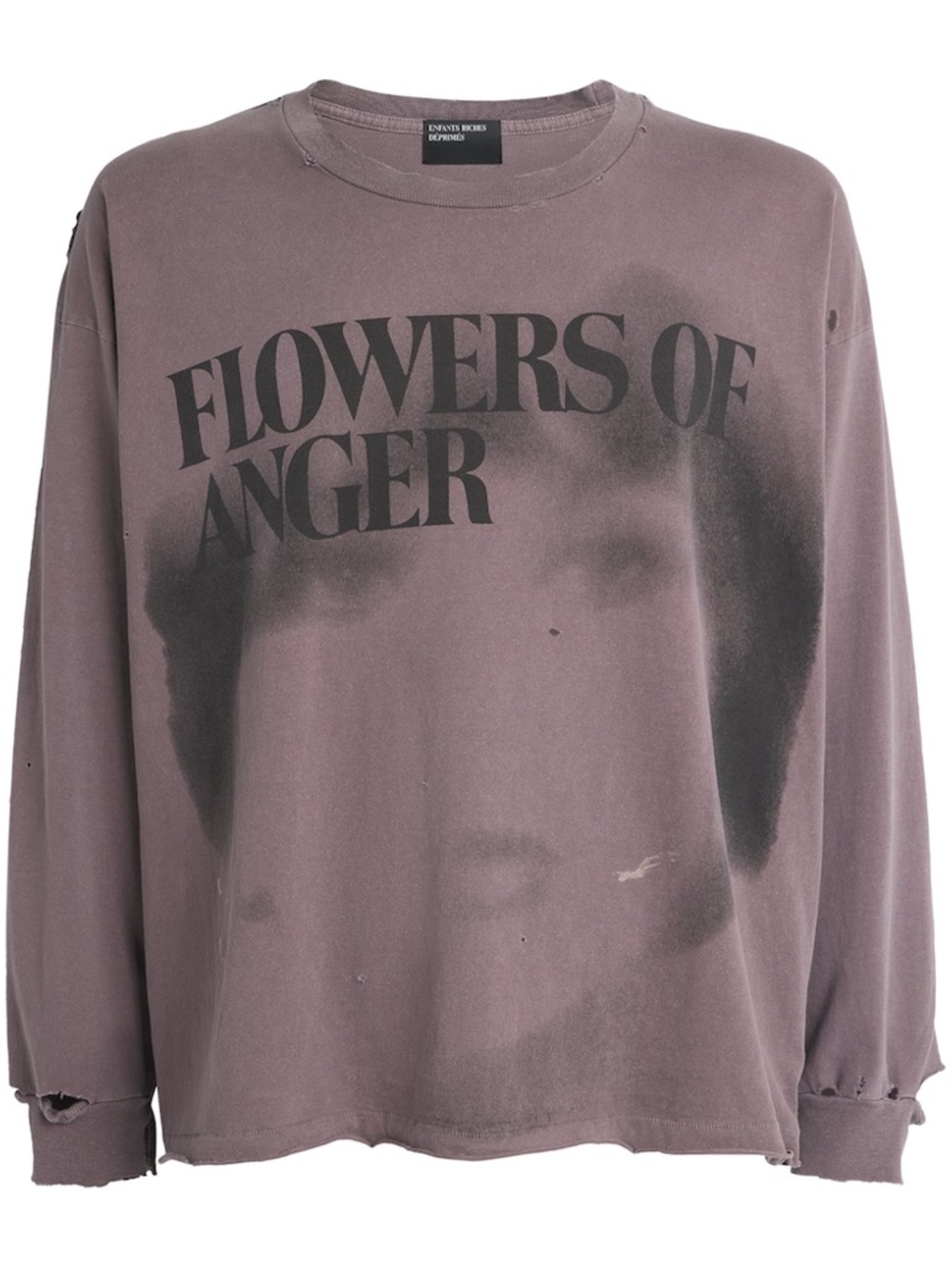 Flowers of Anger Graphic Long Sleeve Shirt - Dusty Mauve